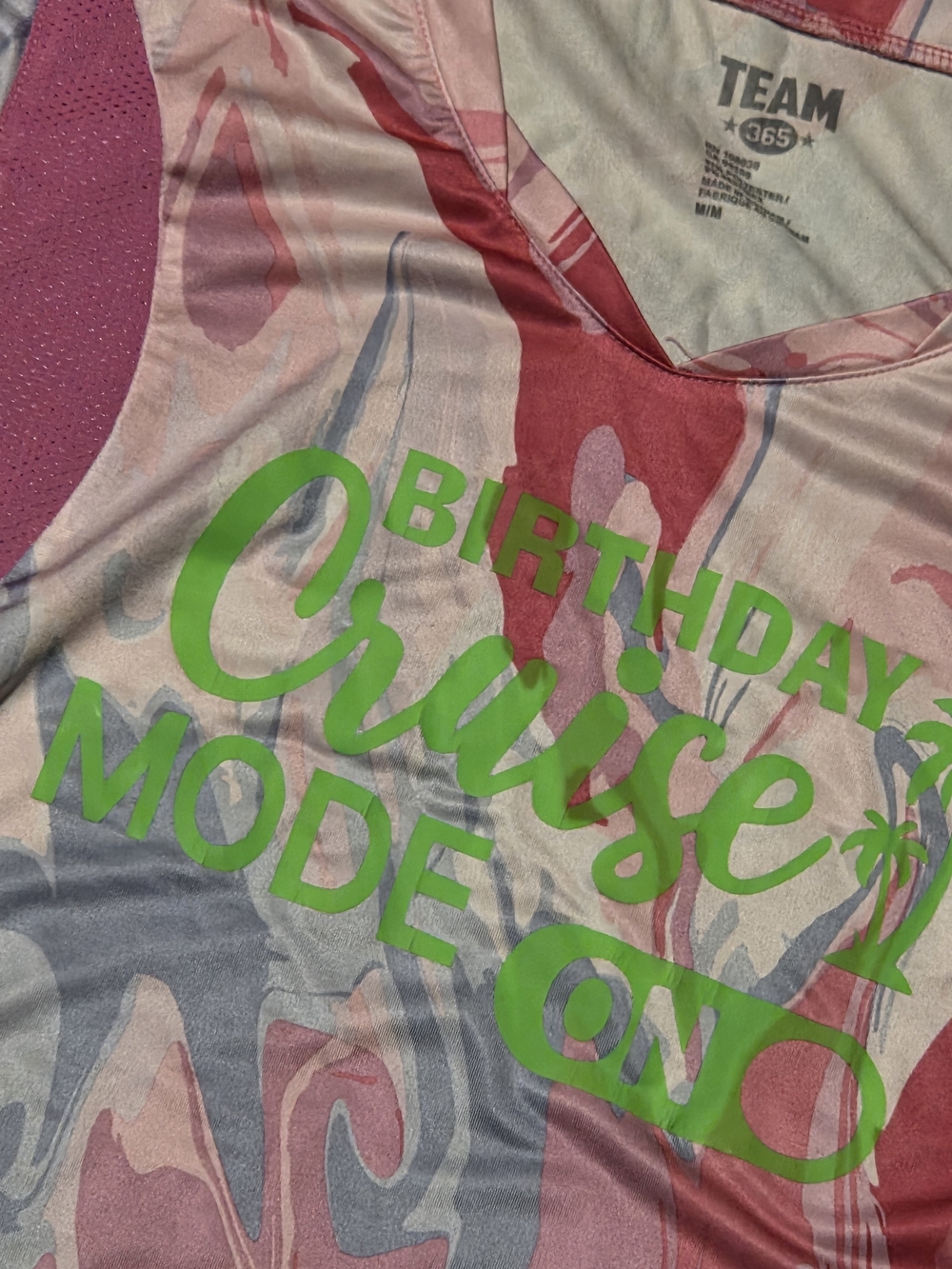 Birthday CRUISE Pink & Green Marble Print Tank Tee - Cruise Shirt